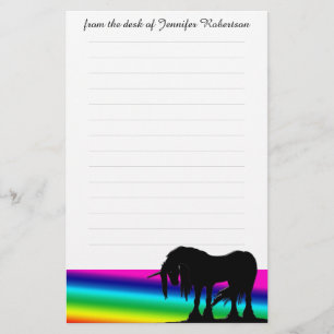 Rainbow Unicorn Stationery w/lines