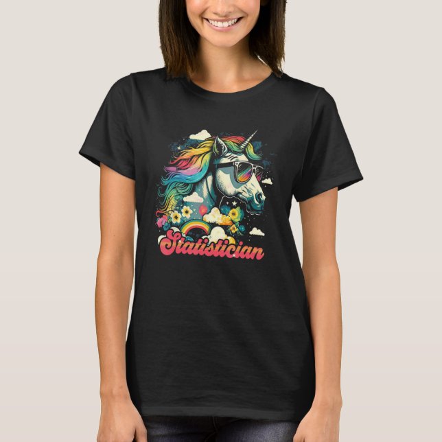 Rainbow Unicorn Statistician Statistics T-Shirt (Front)