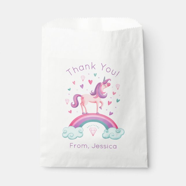 Rainbow Unicorn Thank You Favour Bags (Front)