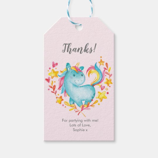 rainbow unicorn thank you tags favor tags zazzlecouk