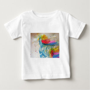 Rainbow Unicorn Toddlers Watercolour art T Shirt