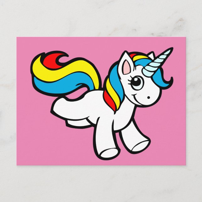 Rainbow unicorn toon postcard (Front)