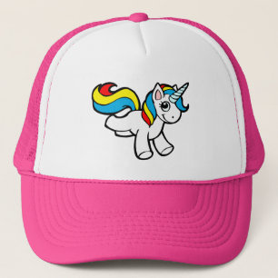Rainbow unicorn toon trucker hat