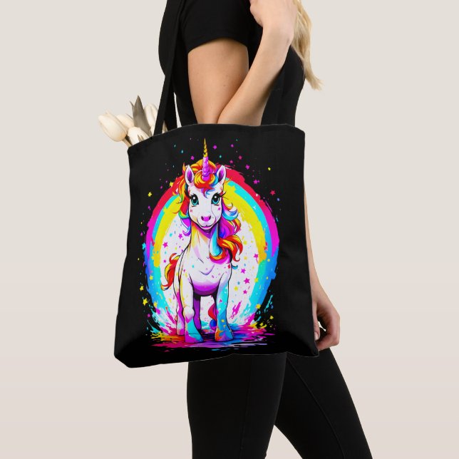 Rainbow unicorn  tote bag (Close Up)
