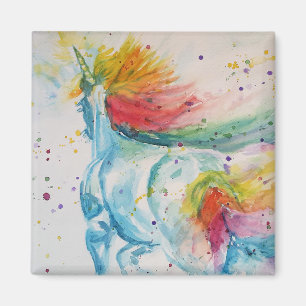 Rainbow Unicorn unicorns art Watercolour Magnet
