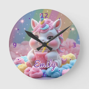 Rainbow Unicorn Wall Clock – Editable Name
