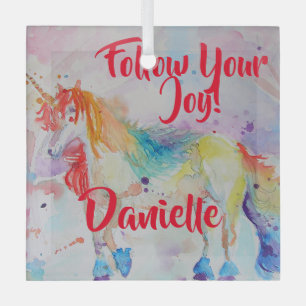 Rainbow Unicorn Watercolor Childs Name Decoration