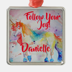 Rainbow Unicorn Watercolor Childs Name Decoration