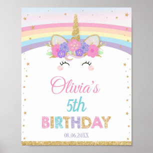 Rainbow Unicorn Welcome Sign Birthday Party Decor