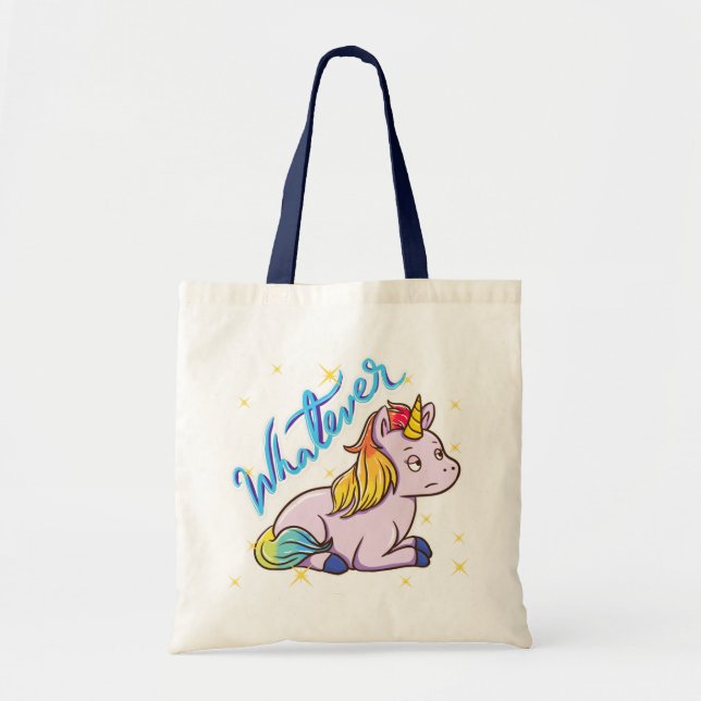 Rainbow Unicorn Whatever Gag Tote Bag (Front)