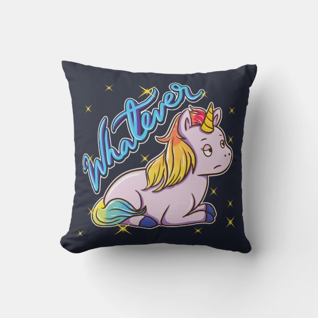 Rainbow Unicorn Whatever Holiday Cushion (Front)