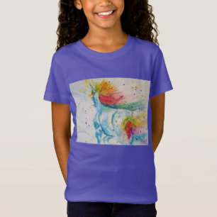 Rainbow Unicorn Whimsical Watercolor Girls T Shirt