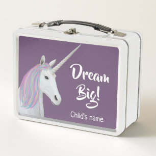 Rainbow Unicorn White Purple Customised Lunchbox