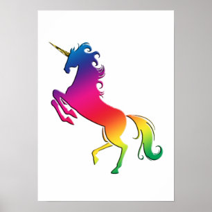 Rainbow Unicorn with Gold Horn Poster