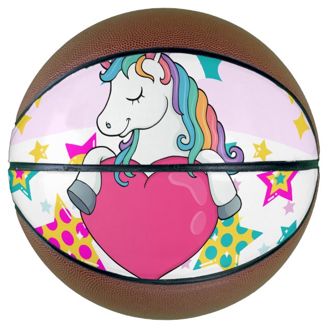 Rainbow Unicorn with Stars     Basketball (Front)
