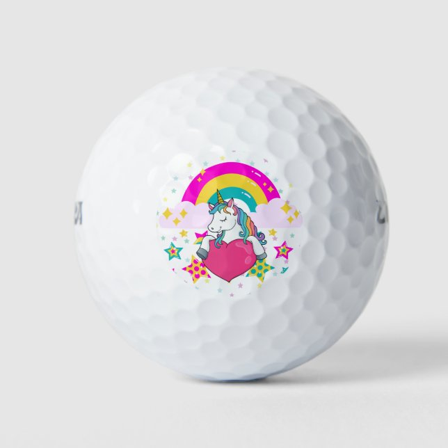 Rainbow Unicorn with Stars  Golf Balls (Front)
