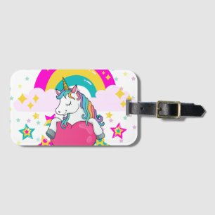 Rainbow Unicorn with Stars    Luggage Tag