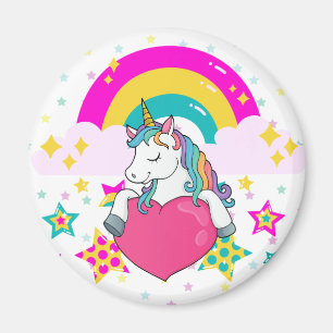 Rainbow Unicorn with Stars   Magnet