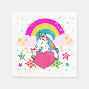 Rainbow Unicorn with Stars    Napkin