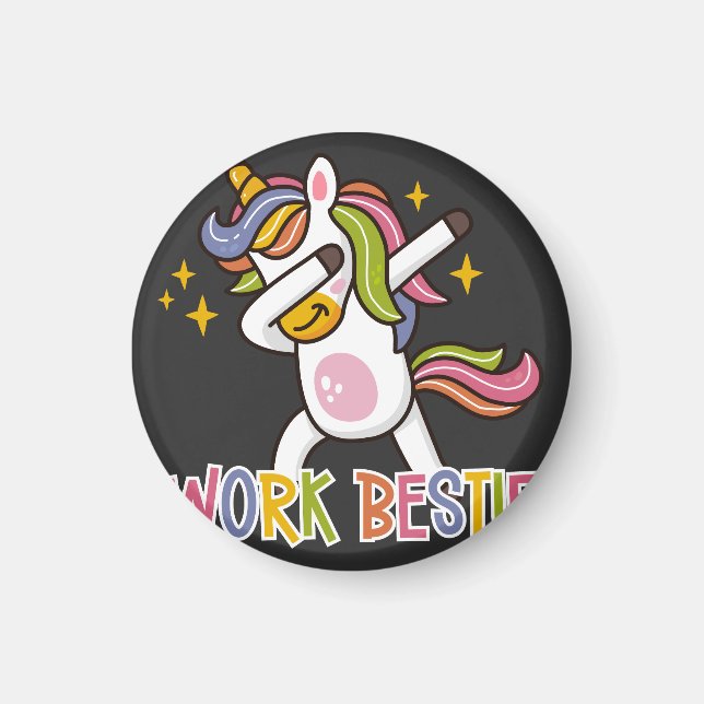 Rainbow Unicorn Work Bestie Emotional Support  Magnet (Front)