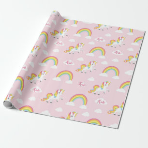 Rainbow Unicorn Wrapping Paper (Personalised) Pink