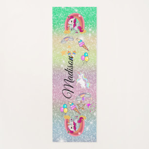 Rainbow unicorn yoga mat