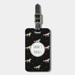 Rainbow Unicorns & Gold Stars Pattern Luggage Tag