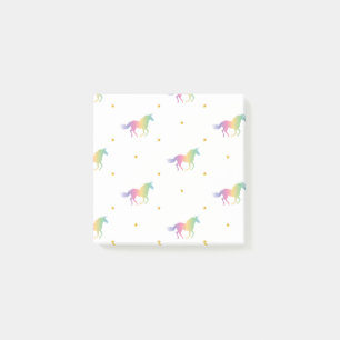 Rainbow Unicorns & Gold Stars Pattern Post-it Notes
