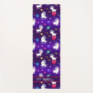 Rainbow Unicorns In Space Purple Ombre Yoga Mat