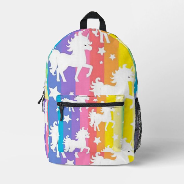 Rainbow Unicorns Printed Backpack (Front)