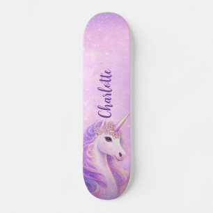 Rainbow Unicorns Purple Pink Personalized  Skateboard