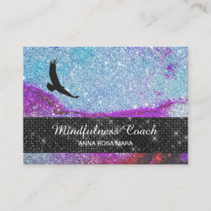 *~* Rainbow Universe Glitter Meditation Eagle Business Card