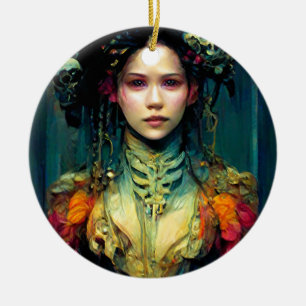 Rainbow Urchin Fantasy Sci-Fi Ceramic Tree Decoration