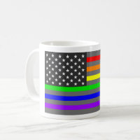 Rainbow US flag coffee mug