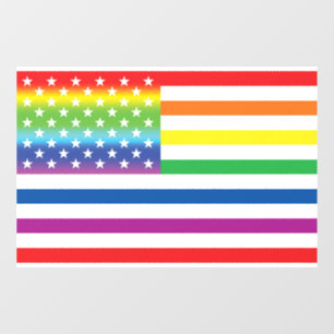 Rainbow US Flag LGBT Pride Window Cling