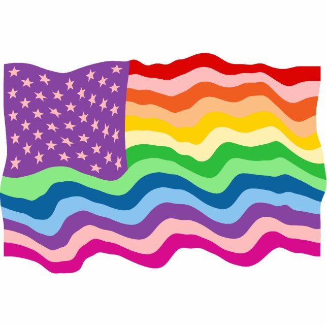 Rainbow US Flag Photo Sculpture Decoration (Front)