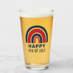 Rainbow USA American Independence Day 4th Of July Glass