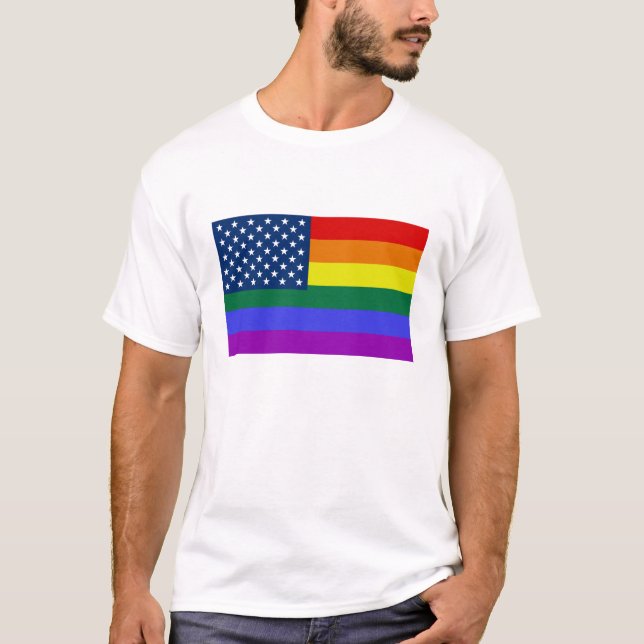 Rainbow USA Flag men's shirt (Front)