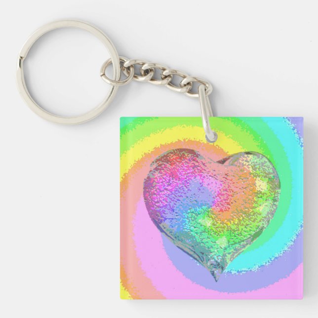 Rainbow Valentine Key Ring (Front)