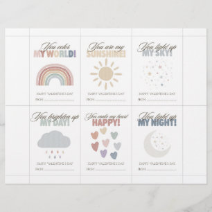 Rainbow Valentine’s Day Cards for Kids Classroom Custom Letterhead
