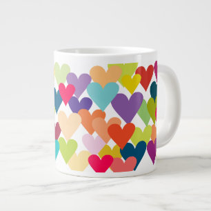 Rainbow Valentine's Hearts Large Coffee Mug