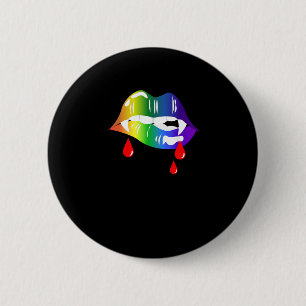 Rainbow Vampire Lips Biting - LGBT Pride T-Shirt 6 Cm Round Badge