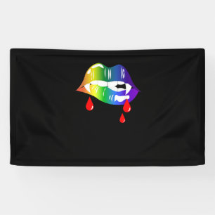 Rainbow Vampire Lips Biting - LGBT Pride T-Shirt Banner