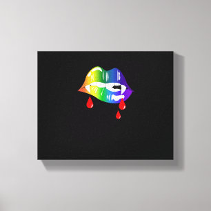 Rainbow Vampire Lips Biting - LGBT Pride T-Shirt Canvas Print
