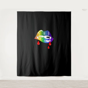 Rainbow Vampire Lips Biting - LGBT Pride T-Shirt Tapestry