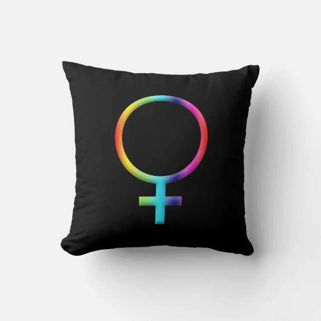 Rainbow Venus Symbol Astrology Zodiac Planet Sign Cushion (Front)