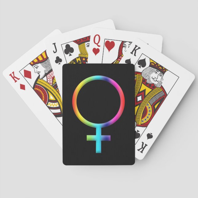 Rainbow Venus Symbol Astrology Zodiac Planet Sign Playing Cards (Back)