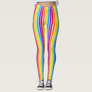 Rainbow  Vertical Stripes Bright Colourful Leggings