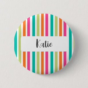 Rainbow vertical stripes colourful retro multicolo 6 cm round badge