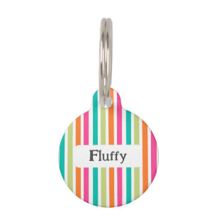 Rainbow vertical stripes colourful retro multicolo pet tag